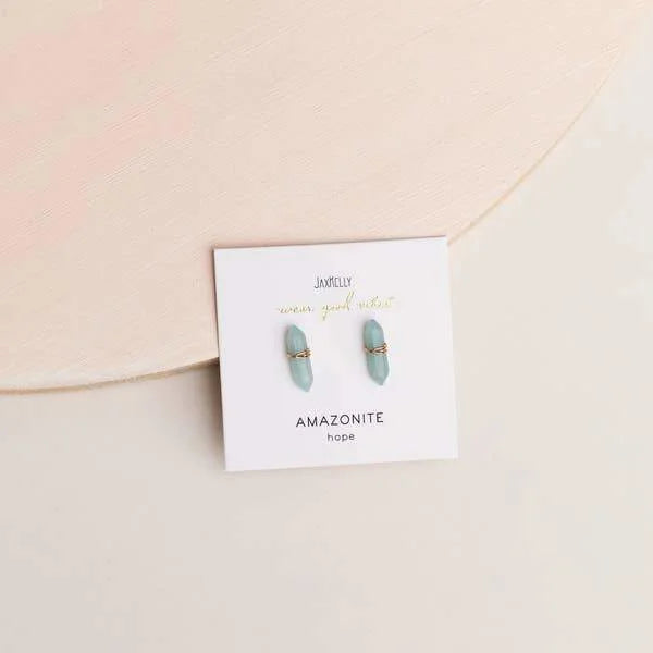 Earrings | Amazonite Mineral Point | Jaxkelly - Jewelry -