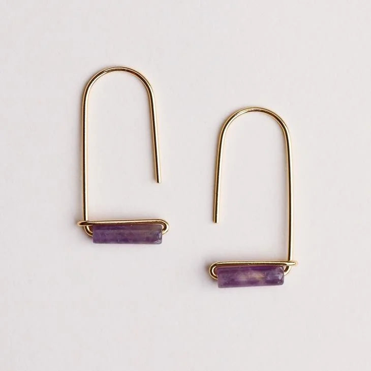 Earrings | Amethyst Gemstone Drop | Jaxkelly - Jewelry -