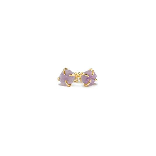 Gold Earrings With Pink Stones - Earrings | Amethyst Gemstone Prong | Jaxkelly