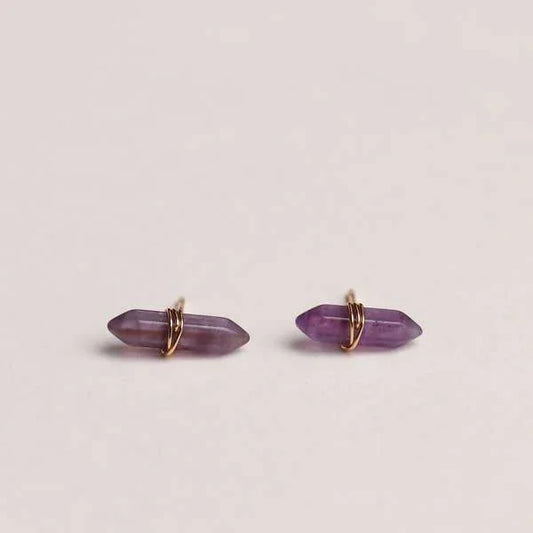 Earrings | Amethyst Mineral Point | Jaxkelly - Jewelry -