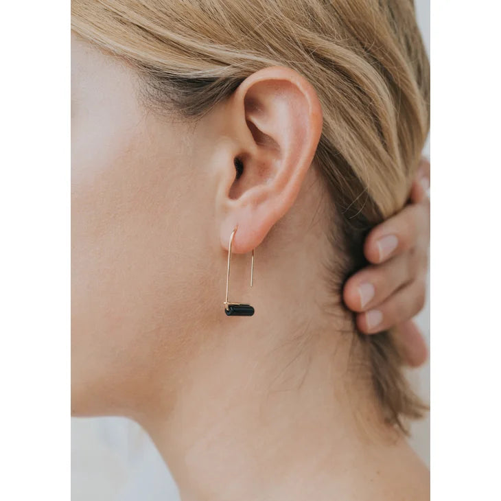Earrings | Black Onyx Gemstone Drop | Jaxkelly - Jewelry -