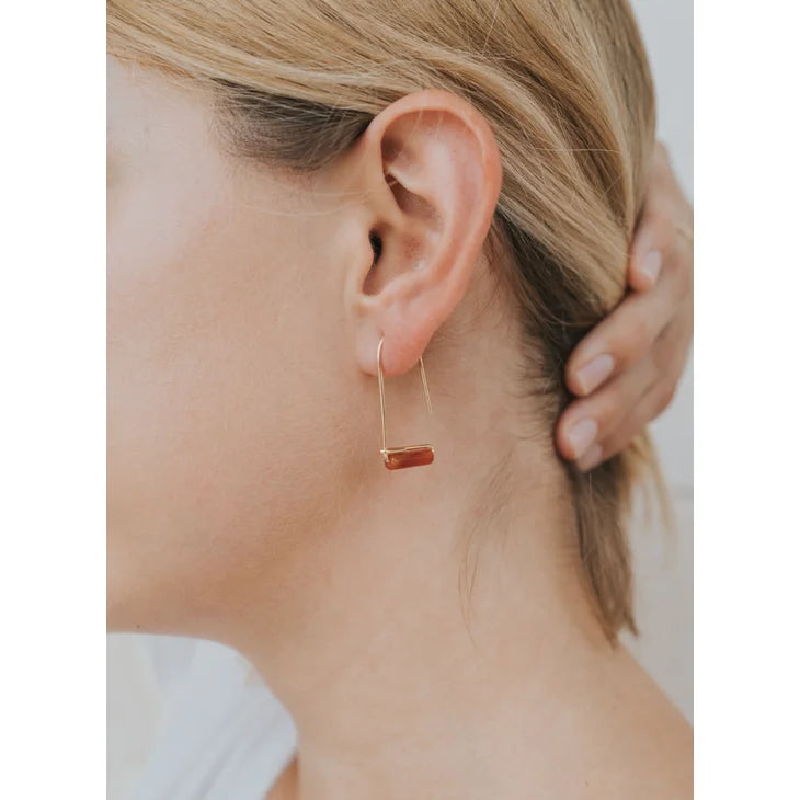 Earrings | Carnelian Agate Gemstone Drop | Jaxkelly -