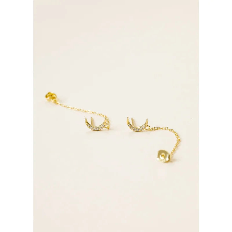 Earrings | Chain Huggie - Moon | Jaxkelly - Jewelry - Chain