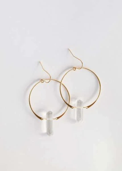 Earrings | Clear Quartz Hoops | Jaxkelly - Jewelry - Clear