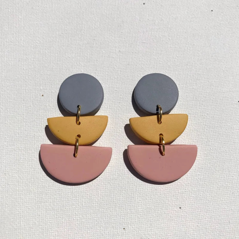 Earrings | Color Block | Sigfus Designs - Marigold + Pink -