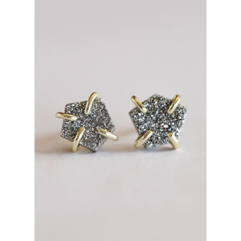Earrings | Druzy Prong Silver | Jaxkelly - Jewelry -
