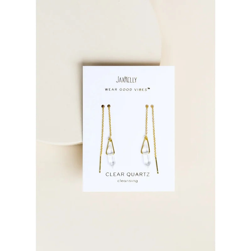 Earrings | Gemstone Threader - Clear Quartz | Jaxkelly -