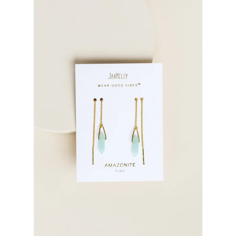 Earrings | Gemstone Threader - Rose Quartz | Jaxkelly -