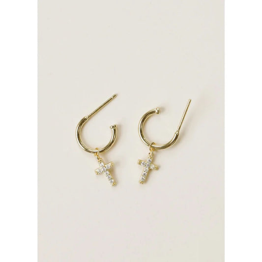 Earrings | Golden Hoop Cross | Jaxkelly - Jewelry - Cross