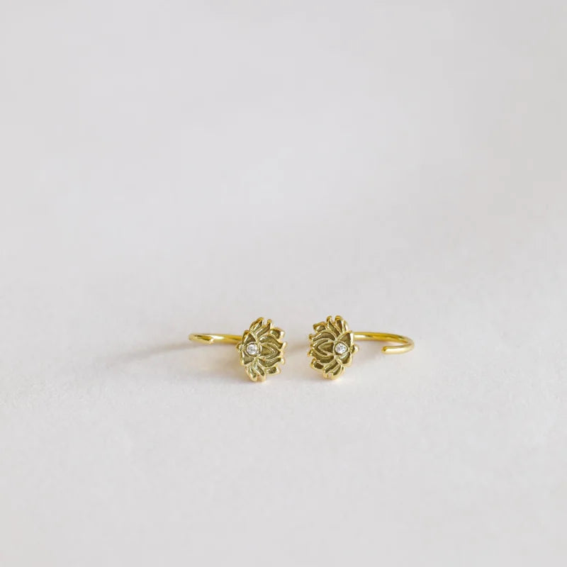 Earrings | Lotus Flower Huggie | Jaxkelly - Jewelry -
