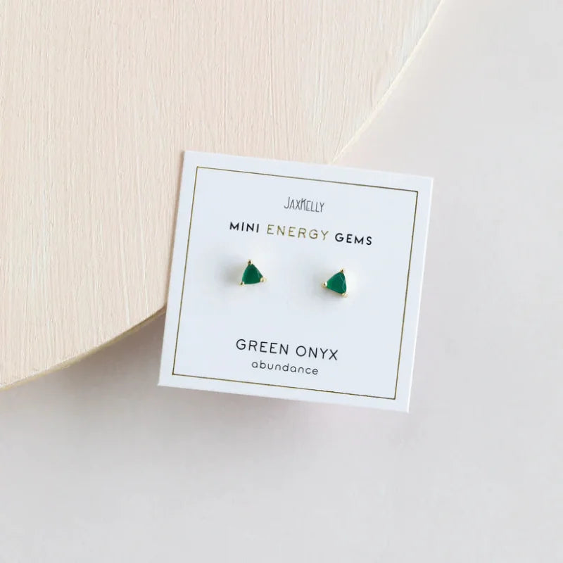 Earrings | Mini Energy Gem Green Onyx | Jaxkelly - Jewelry -