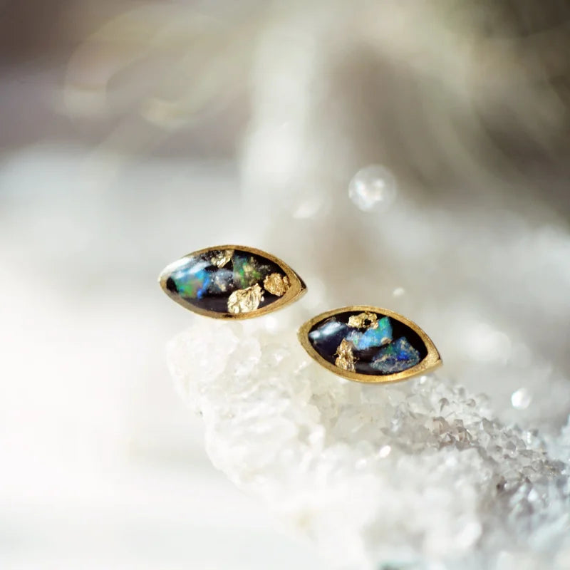 Earrings | Opal Marquise | Cameoko - Black - Jewelry -