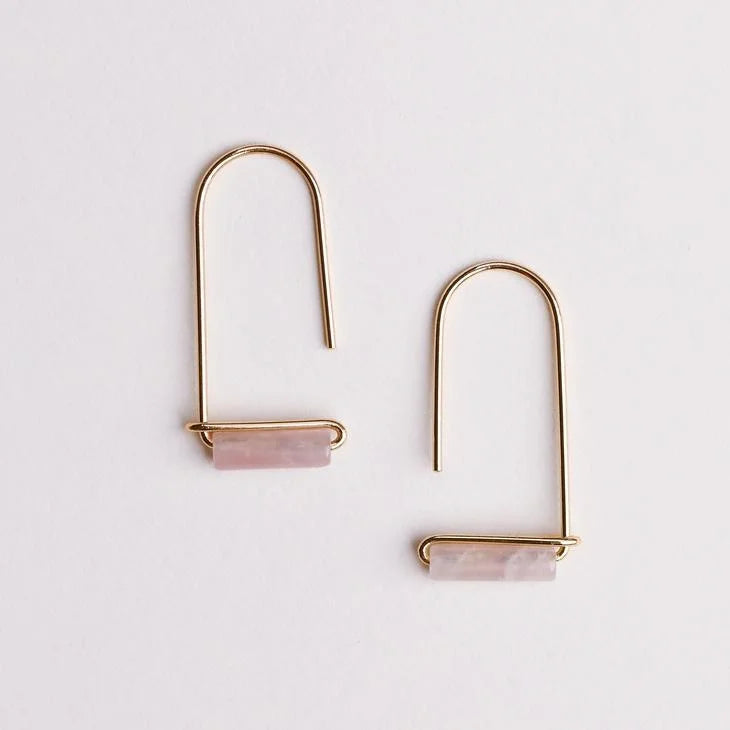 Earrings | Rose Quartz Gemstone Drop | Jaxkelly - Jewelry -