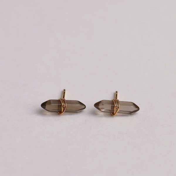 Earrings | Smoky Quartz Mineral Point | Jaxkelly - Jewelry -
