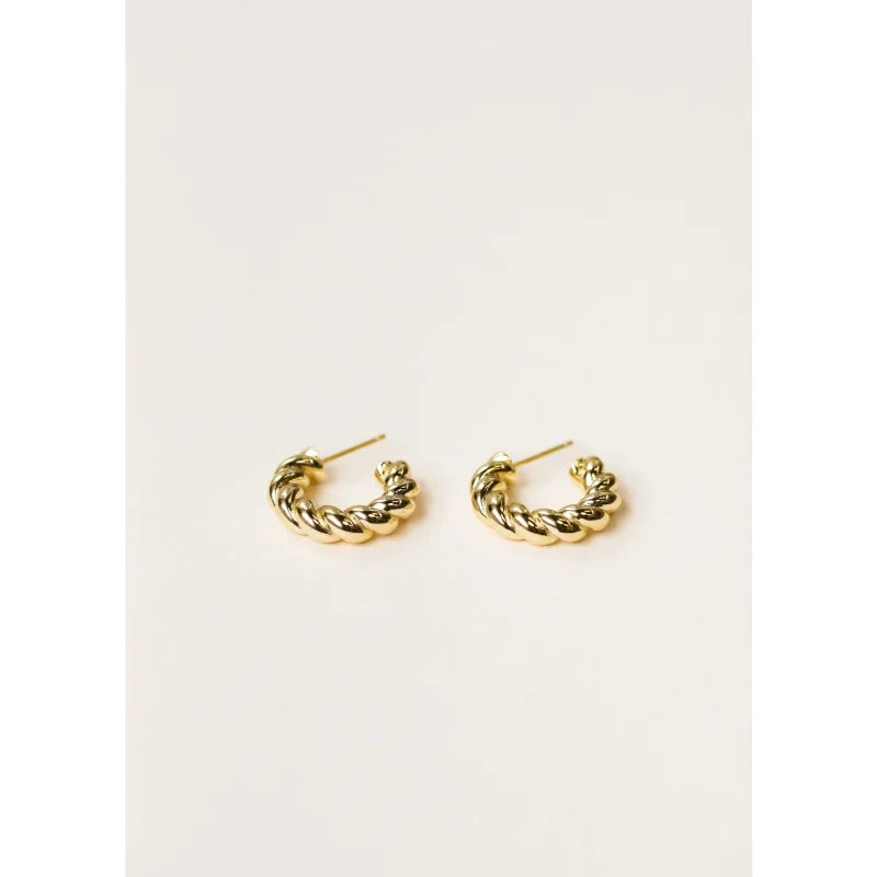 Earrings | Twisted Golden Hoop | Jaxkelly - Jewelry -