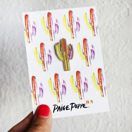 Enamel Pin | Technicolor Saguaro | Paige Poppe Art -