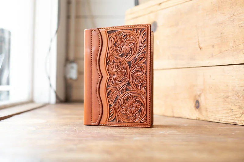 Floral Carved Tally Book | Big Bend Saddlery - Leather Goods