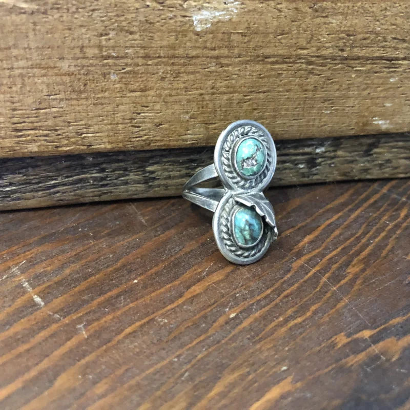 Green Turquoise Double Ring | Vintage - Vintage - Native