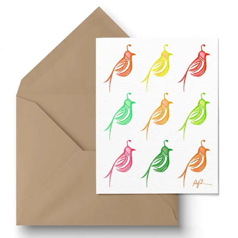 Greeting Card | Psychedelic Quail | Paige Poppe Art - Cards