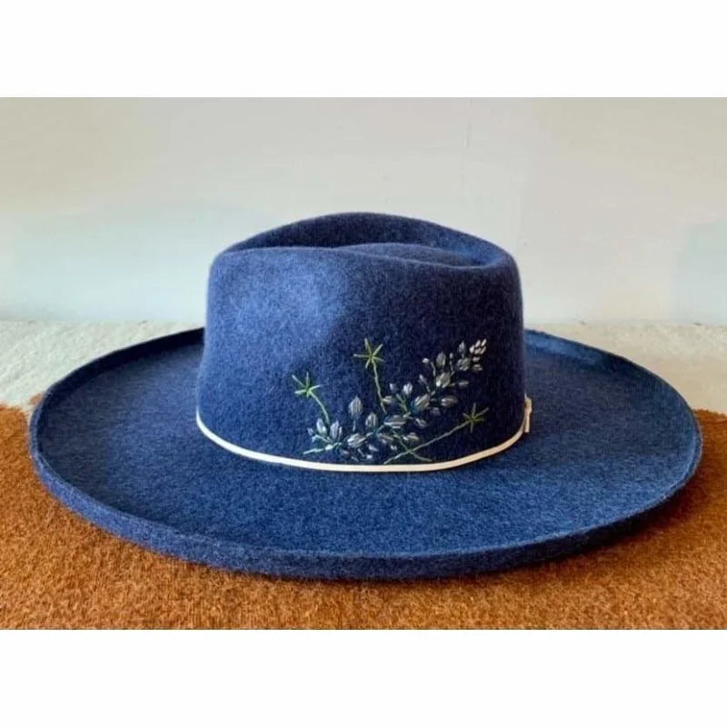 Hand Embroidered Hat | Bluebonnet | Diana Dawn Dubuque -