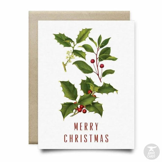 Holly Merry Christmas Card | Anvil Cards - Cards And