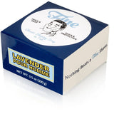 Fine Accoutrements' Lavender Classic Shaving Soap in Tub offers a rich tallow base for premium lather, vintage-inspired branding, and “Nothing Beats a Fine Shave” on the label. Net wt: 3.5 oz (100 g).