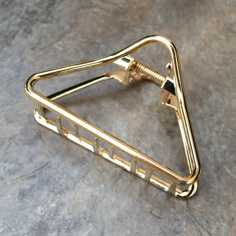 Metal Triangle Hair Clip | Tiepology - Gold, Large -