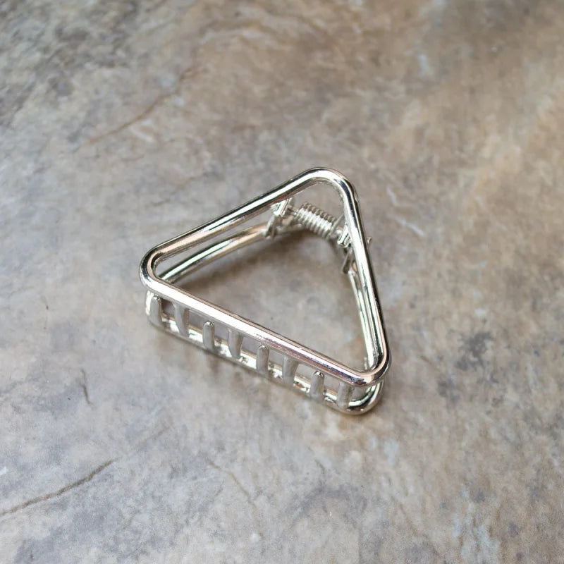 Metal Triangle Hair Clip | Tiepology - Silver, Small -