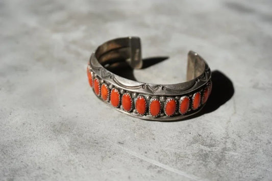 Multi-stone Coral Cuff | Vintage - Vintage - Coral Cuff -