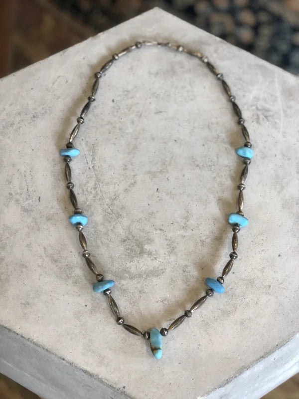 Navajo Pearls W/ Smooth Turquoise | Vintage - Vintage -
