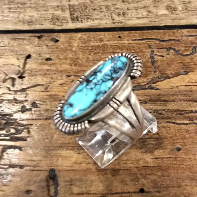 Oblong Turquoise Ring | Vintage - Jewelry - Turquoise