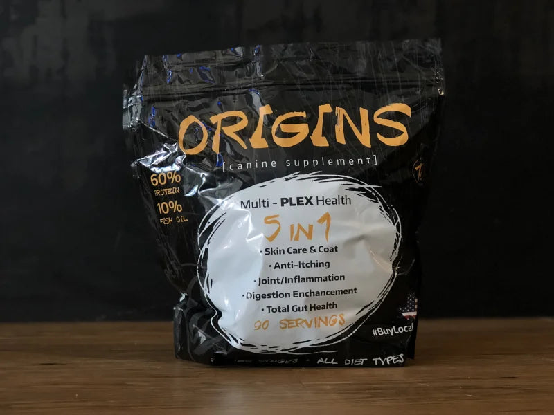 Origins Canine Supplement bag from Rogue Pet Feed, a premium fermentation product