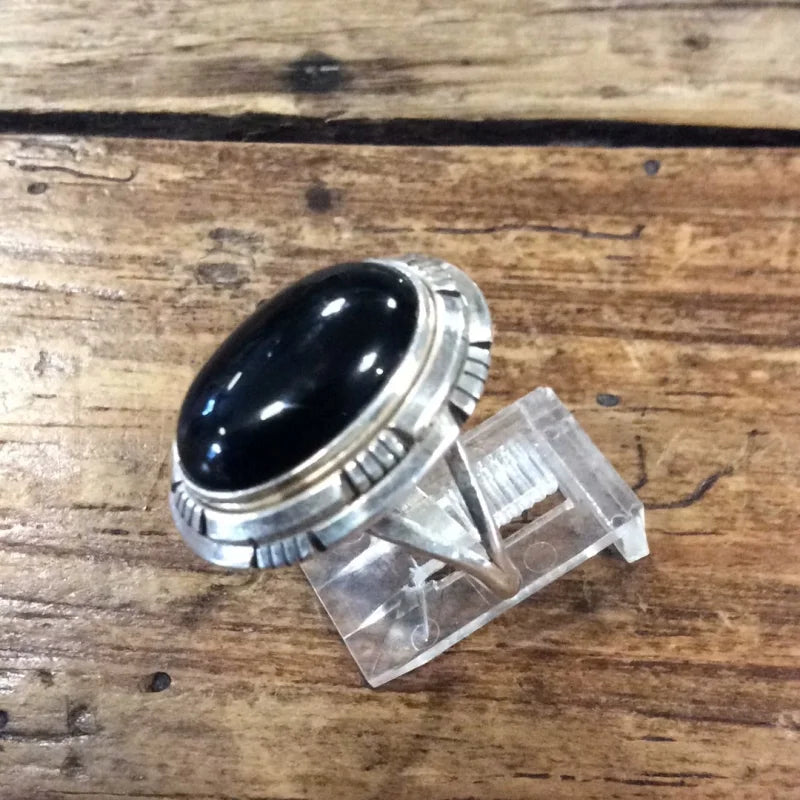 Oval Black Onyx Ring | Vintage - Jewelry - Turquoise