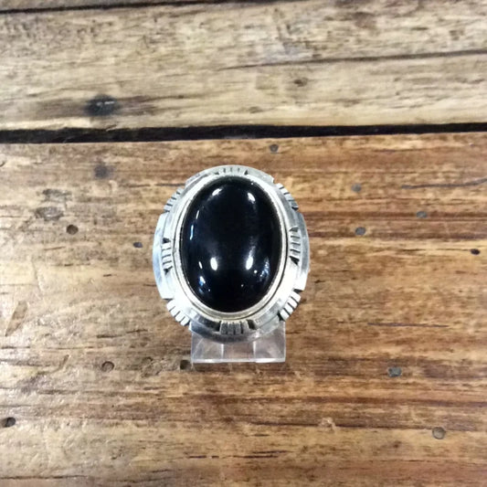 Oval Black Onyx Ring | Vintage - Jewelry - Turquoise