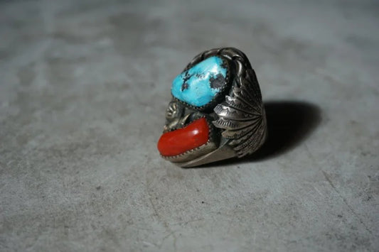 Padilla Turquoise And Coral Ring | Vintage - Vintage - Coral