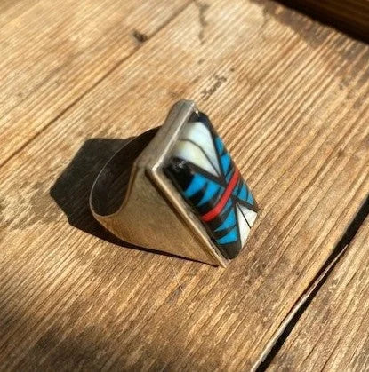Rectangle Multi-stone Ring | Vintage - Jewelry - Turquoise