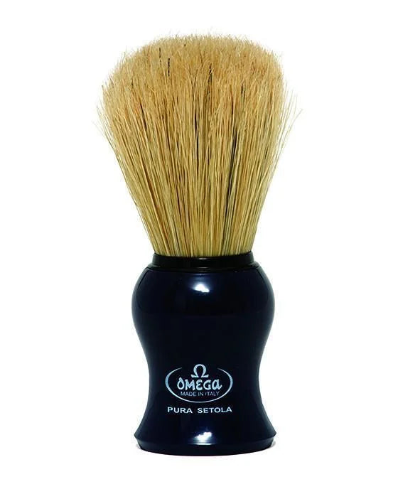 Black Omega Shave Brush Embodies Comfort With Boar Bristle Shaving.