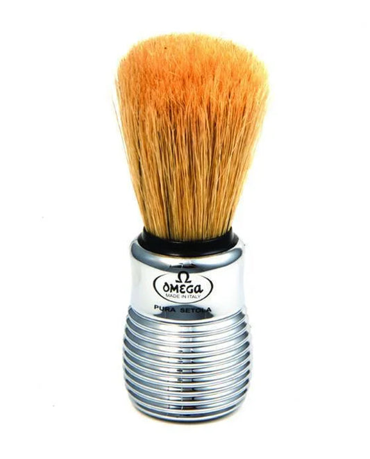 Shave Brush | Plastic Chrome | Omega - Men’s Grooming - Boar