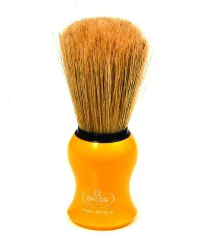 Shave Brush With Boar Bristle In Yellowomega | Comfortable Black Handle