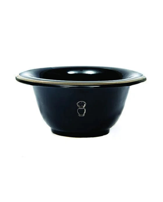 Shaving Bowl In Black Porcelain With Chrome Rim
