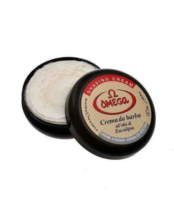 Shaving Cream Tin With Eucalyptus By Omega For a Satisfying Wet Shave