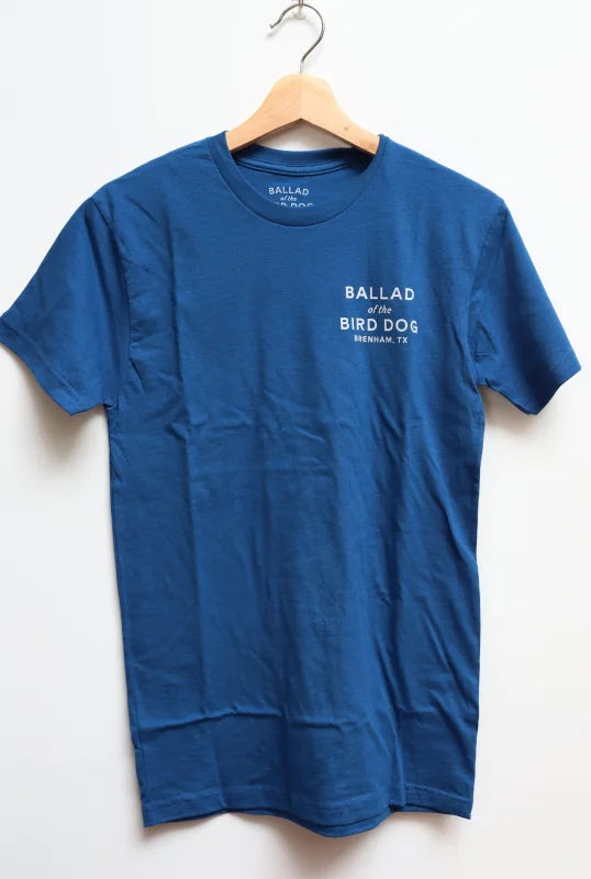 Blue T-shirt With ’bad Bad’ Text From Bird Dog Classic Shop Logo.