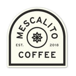 Shop Stickers | Mescalito Coffee by Mescalito Coffee features a black and white logo with “Mescalito Coffee Est. 2018” and a flower emblem—ideal for small town coffee shop vibes or upgrading your coffee shop apparel with fresh designs.