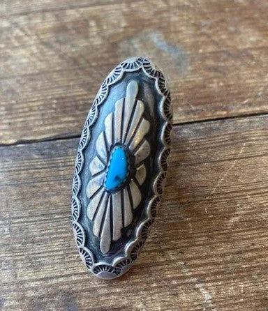 Sterling Oval W/ Turquoise Ring | Vintage - Jewelry -