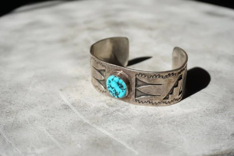 Sterling Silver Cuff W/ Turquoise | Vintage - Vintage -