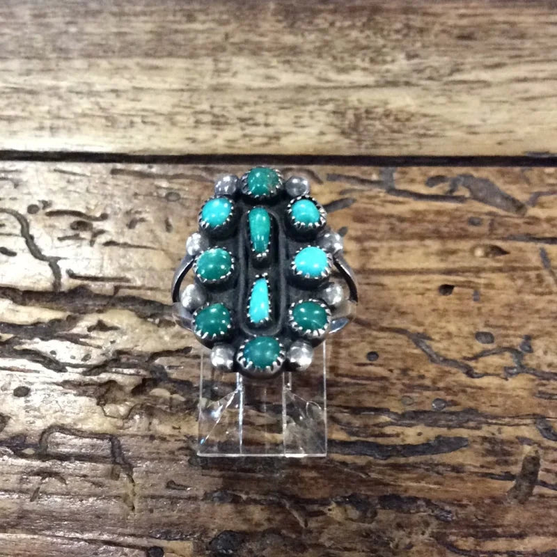 Ten Stone Turquoise Clustser Ring | Vintage - Jewelry -