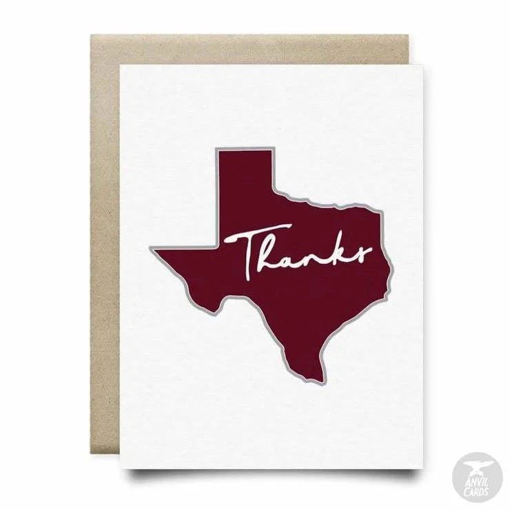Texas Thank You Card | Anvil Cards - Maroon - Cards