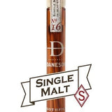 A glass vial labeled "Daneson Toothpick | Single Malt No. 16" contains whisky-infused toothpicks; the packaging features a cork stopper, Daneson's logo, and evokes the smoky spirit of Islay.