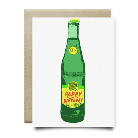 Green Bottle design Topo Happy Birthday Card from Anvil Cards for special celebrations