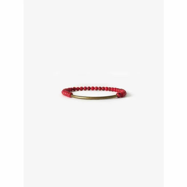 Tubular Bracelet | Branco - Red Howlite Brass - Jewelry -